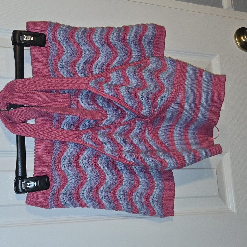 Pink and Blue Knit Halter Top and Shorts Set